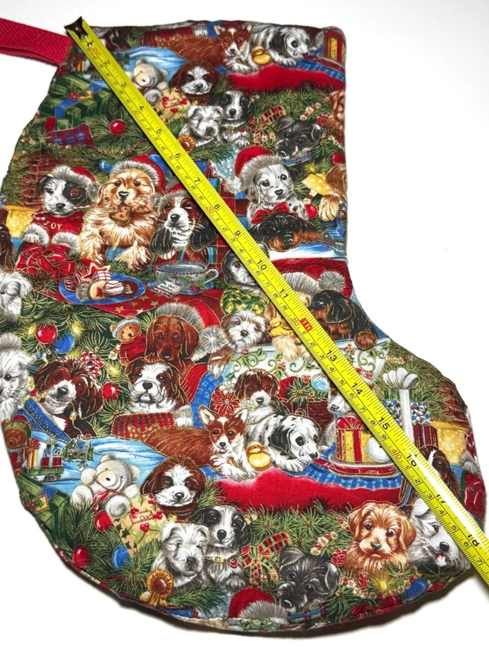 Holiday Puppy Print Dog Stocking - Red & Multi